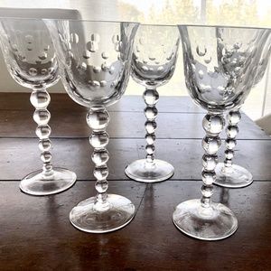 Set of 11 Saint (St) Louis Crystal Water / Wine Glasses Bubbles Design